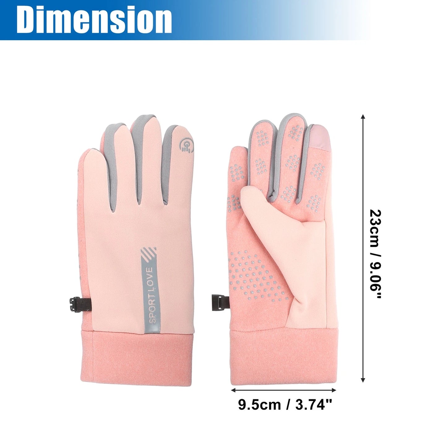 Pair Riding Warm Gloves Liners Pink for Motorcycle Cycling Skiing