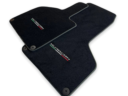 Floor Mats for Lamborghini Huracan 2014-2022 Black Tailored Carpets Green Stitch