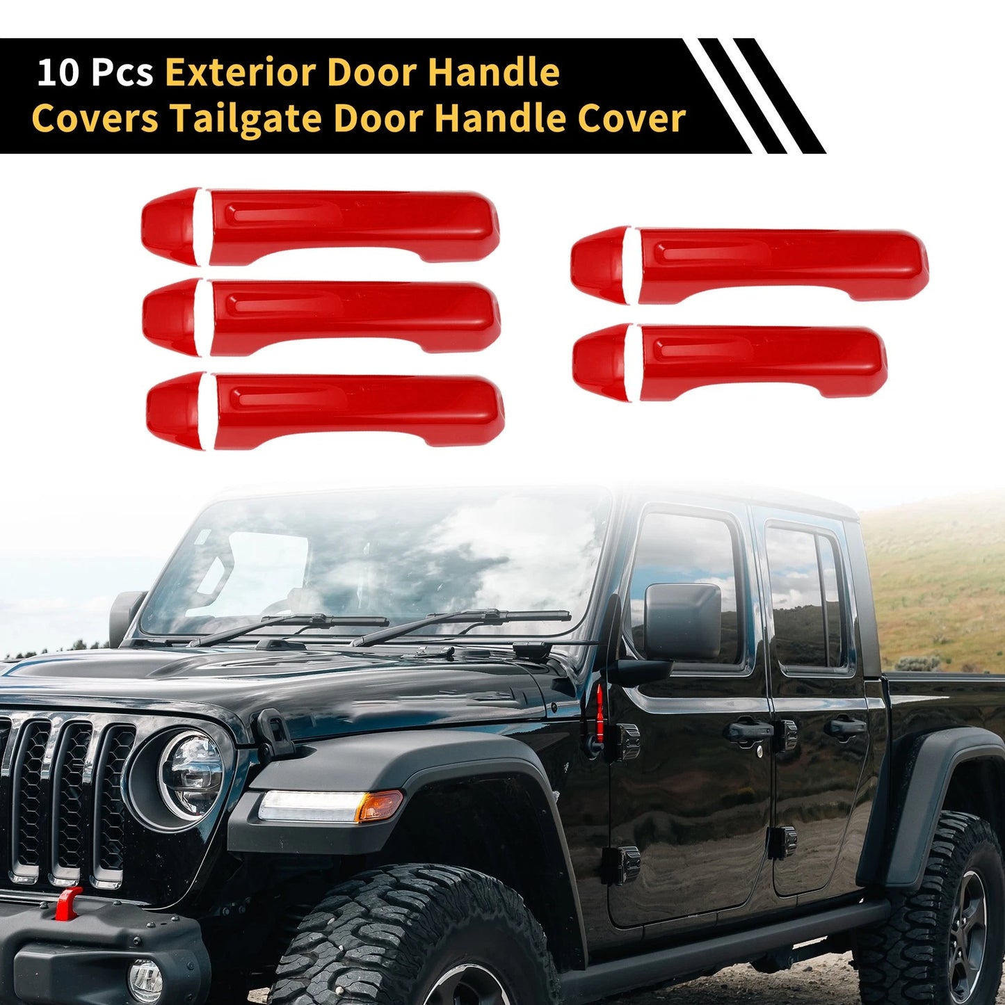 Door Tailgate Handle Cover for Jeep Gladiator JT (2020-2021) - Red