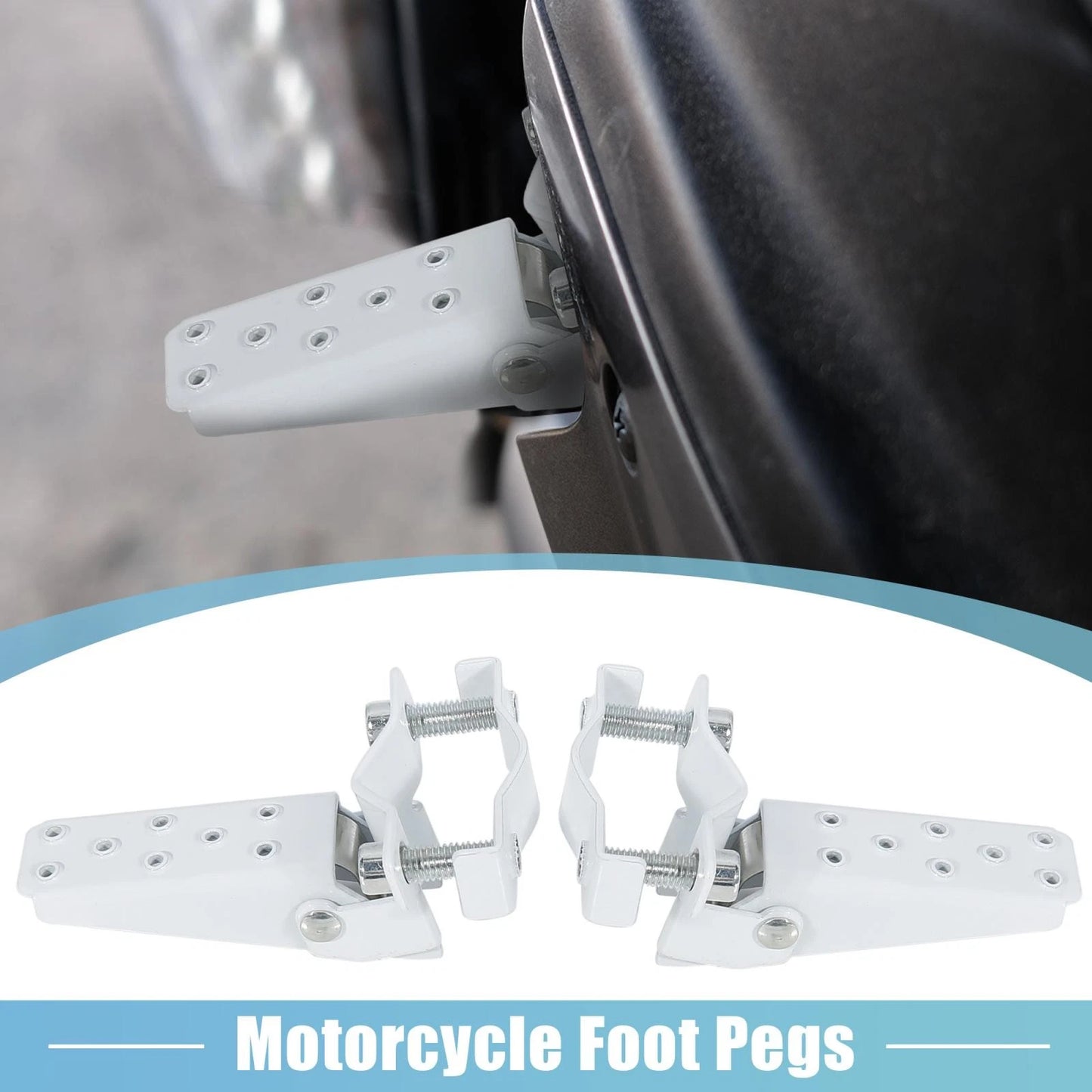 1 Pair 8mm Stainless Steel Rearset Fold Footrest Footpeg for Motorcycle White