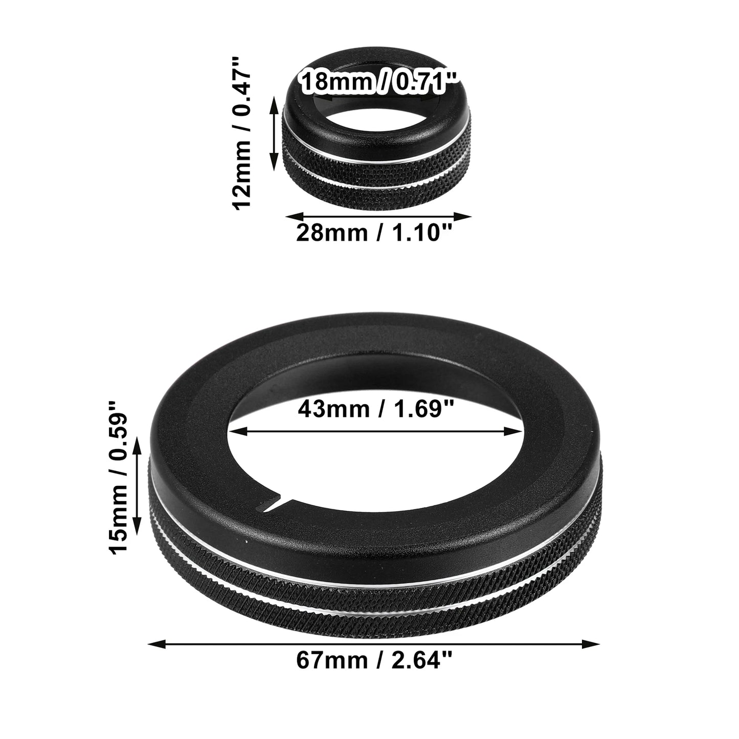 4 x Black Aluminum Center Control Ring Knob Covers for Chevrolet Camaro