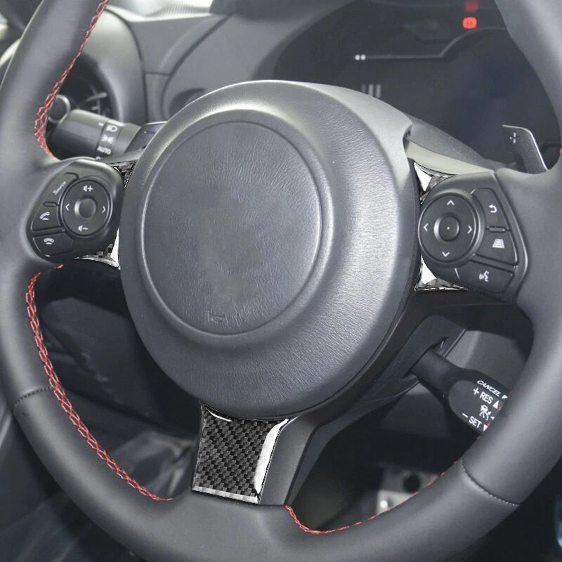 Carbon Fiber Steering Wheel Cover Trim for Toyota GR86/Subaru BRZ 2022-2024