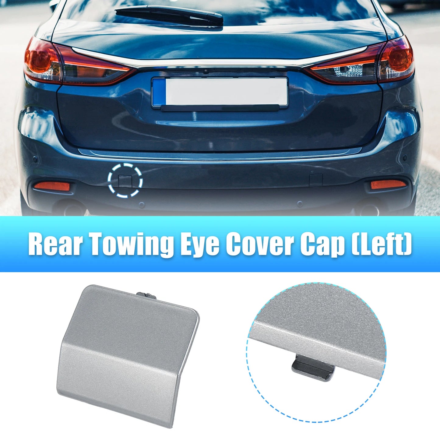 Silver Tone Rear Bumper Tow Hook Cover for Mazda 6 (2013-2018)