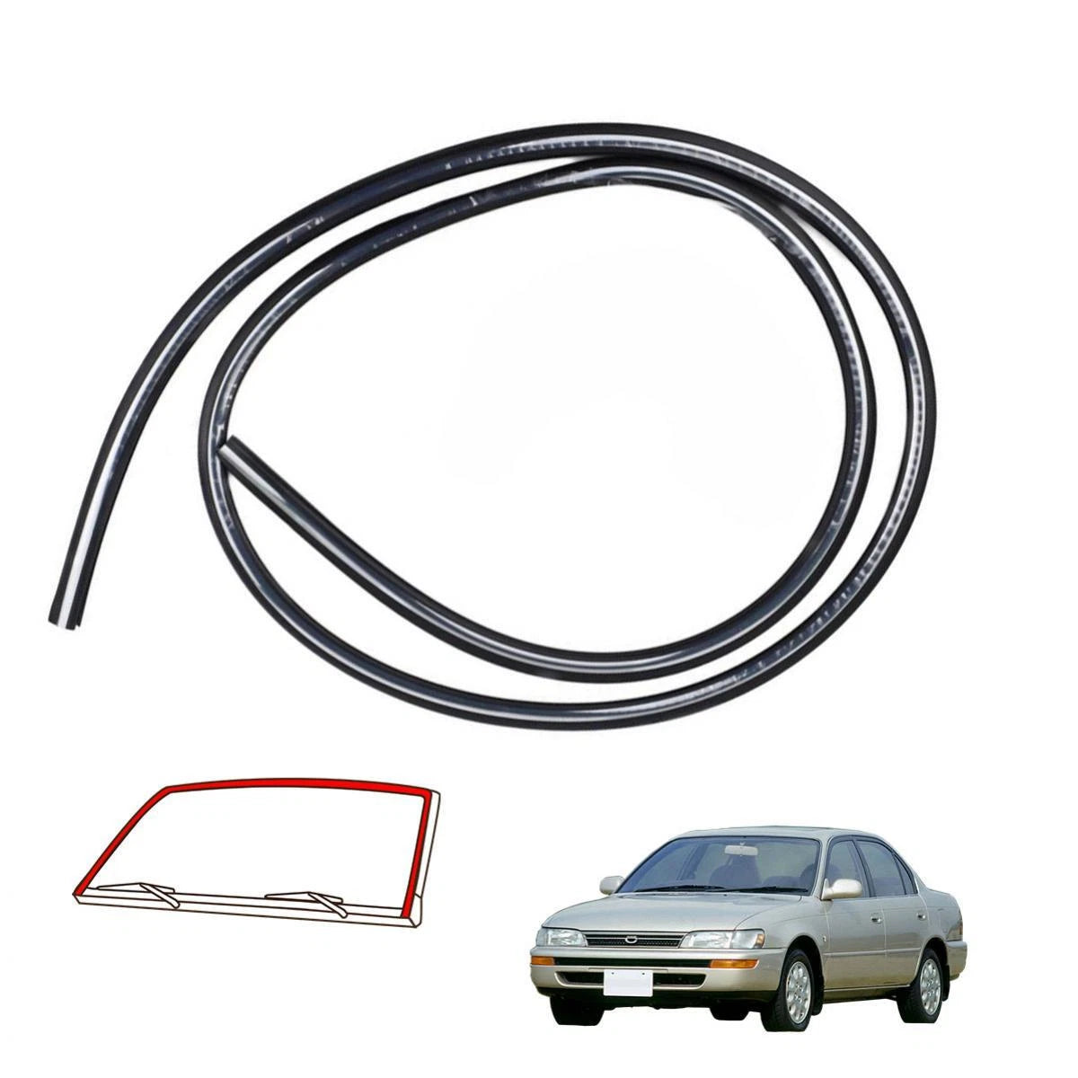 Windshield Rubber w Molding Chrome Front Fits Toyota Corolla AE101 91-97 D10