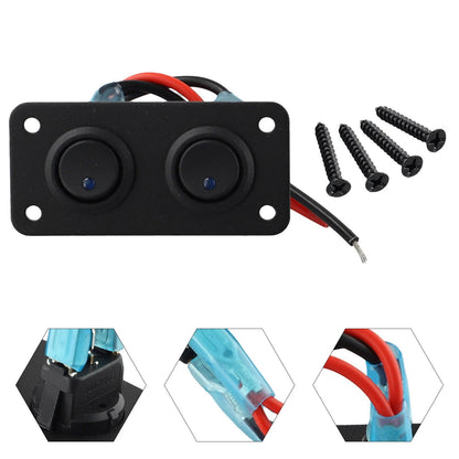 12V 2 Gang Toggle Rocker Switch Panel Blue LED Light for Car Marine