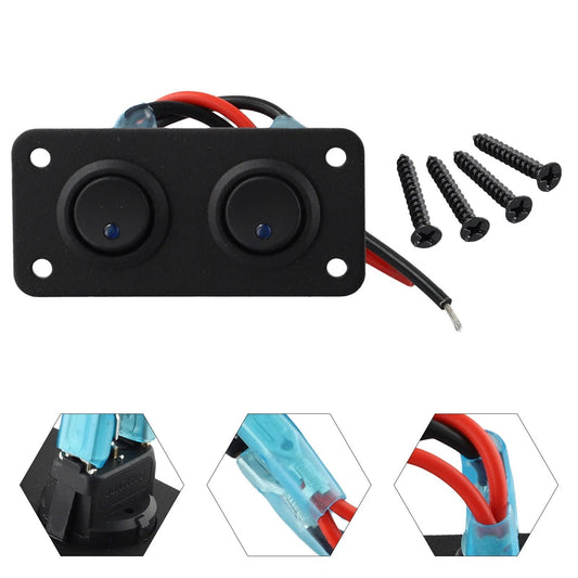 12V 2 Gang Toggle Rocker Switch Panel Blue LED Light for Car Marine