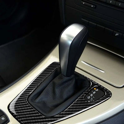 RHD Carbon Fiber Gear Shift Knob Panel Cover Trim fit For BMW 3 Series 2009-2011
