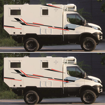 Black Red Stripes Vinyl Decal Stickers for Camper RV Trailer