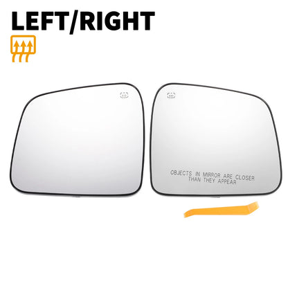 Left Right White Mirror Glass Pair w/ Back Heated for Dodge Durango Jeep