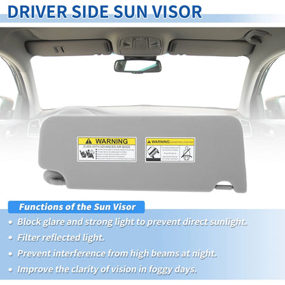 Gray Left Driver Side Sun Visor for Honda Pilot (2009-2015)