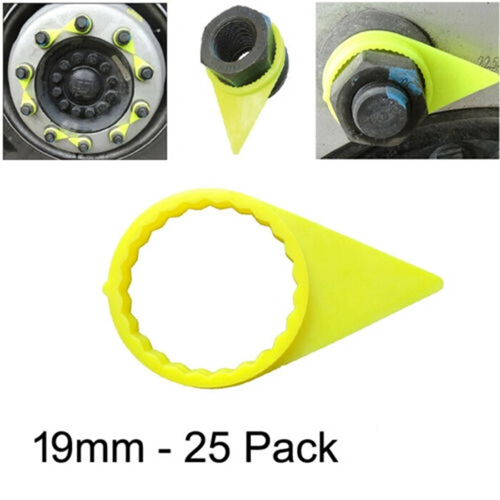 25 x 19mm Yellow Wheel Nut Indicators for Truck Safety