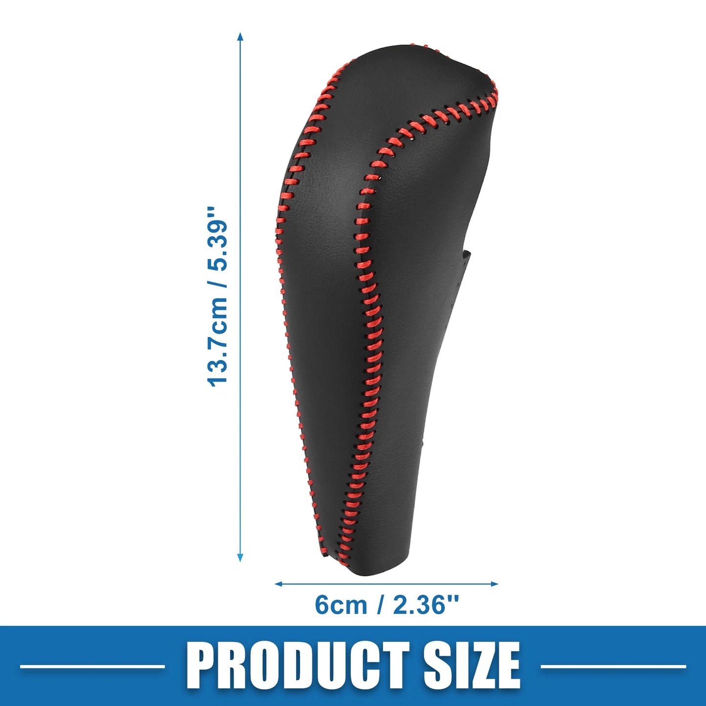Gear Shifting Knob Cover Trim for Honda Civic (2012-2015) Black Red Stitches