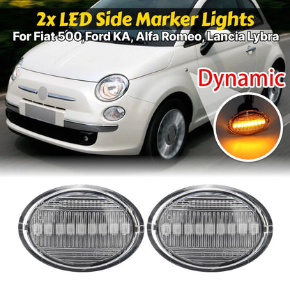 Sequential LED Side Marker Blinker Lights for Fiat 500 500e 500c Abarth