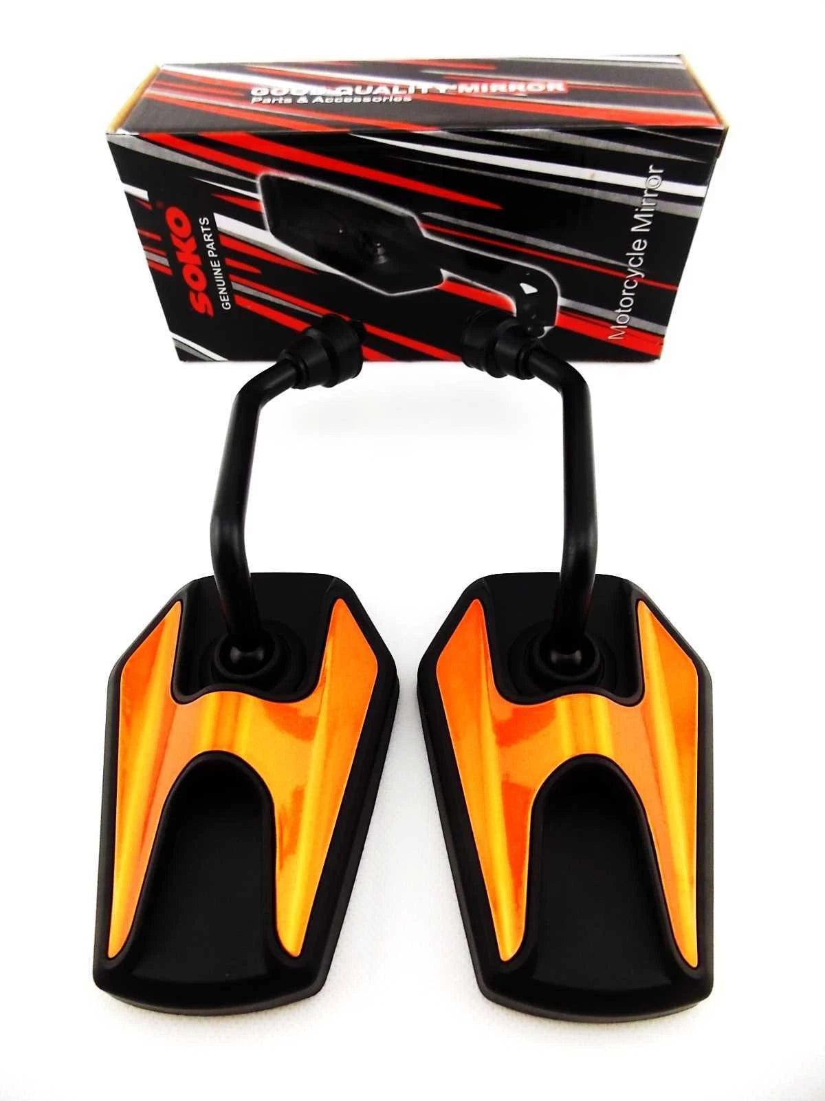 Black Orange Hex Soko Mirrors for Suzuki Boulevard C90 (2005-2012)