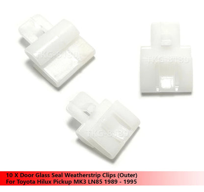10 x Door Glass Seal Weatherstrip Clips for Toyota Hilux MK3 LN85 (89-95)