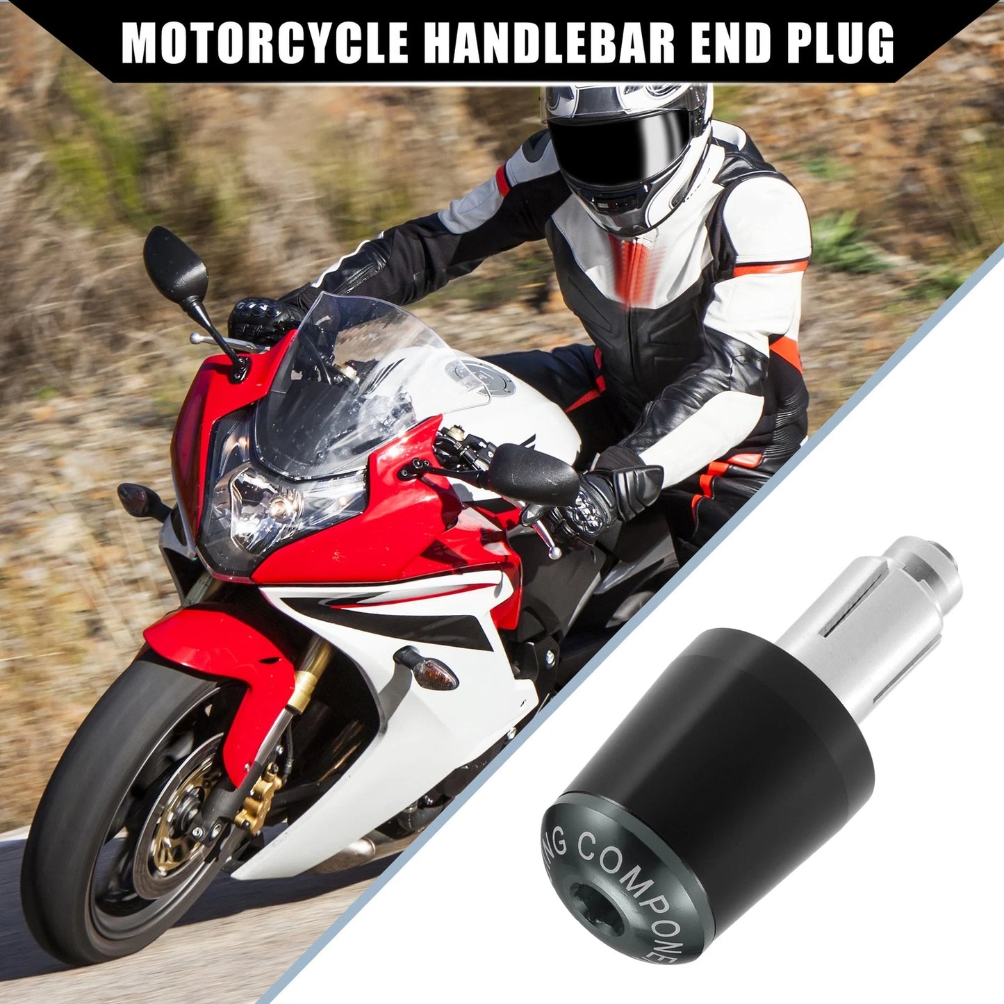 2 x Handlebar End Plug 7/8 in 22mm for Honda Black Titanium Tone