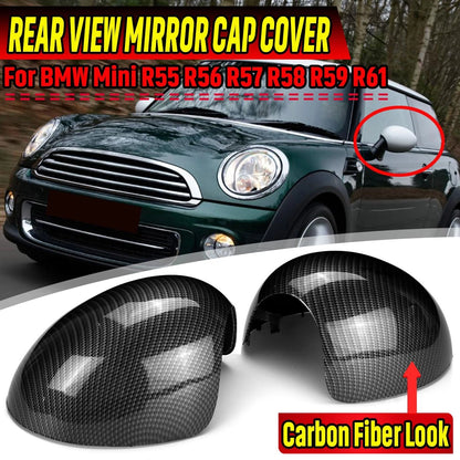 Carbon Style Mirror Cover Cap for MINI Cooper R55 R56 R57 R59 R60 (2007–2013)