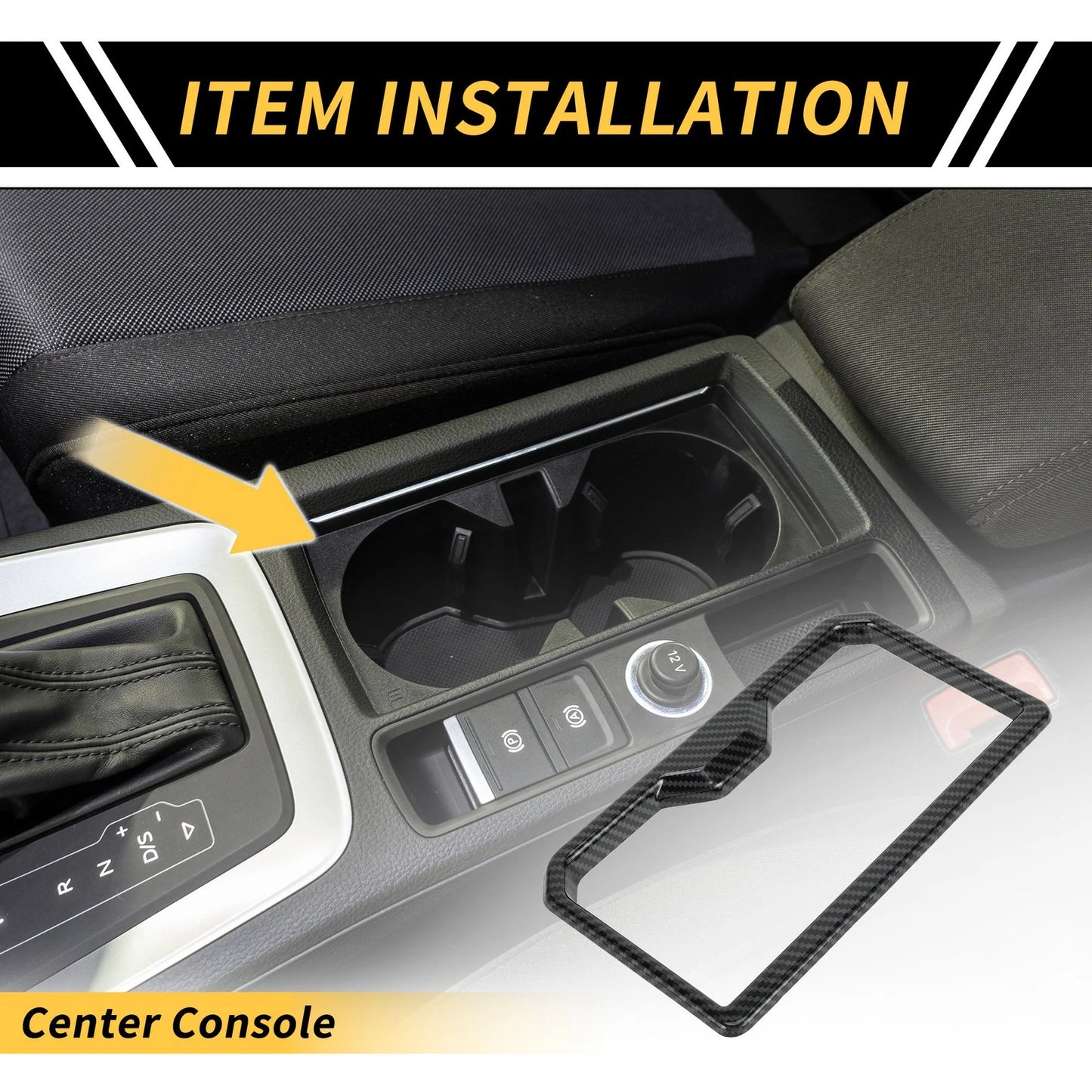 Carbon Fiber Center Console Cup Holder Trim Cover for Toyota Tacoma (2024–2024)