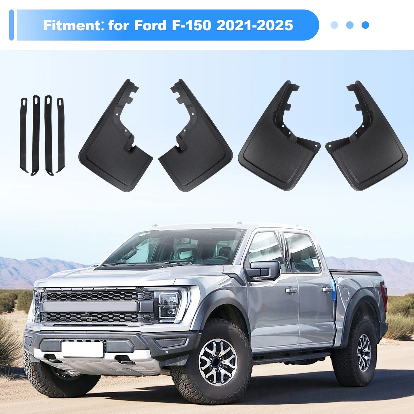 Front & Rear Splash Guards Mud Flaps for Ford F-150 (2021-2025)