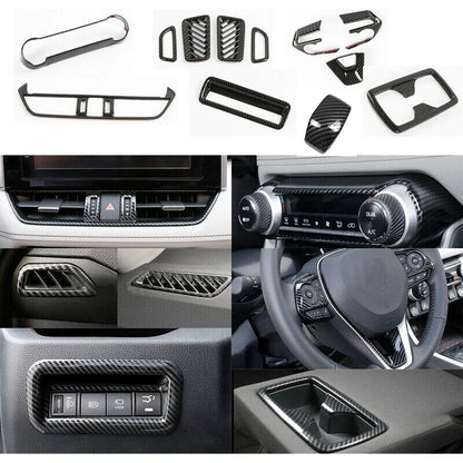 12x Carbon Fiber Look Car Trim for Toyota RAV4 (2019–2023)