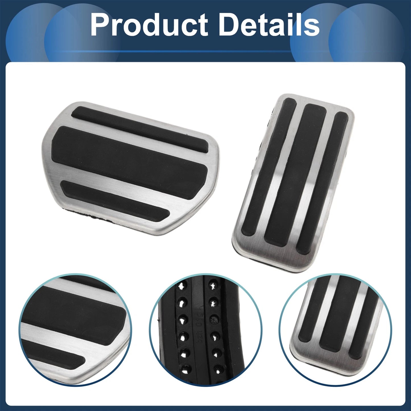 Automatic Footrest Pedals Cover Set for Peugeot 208 (2013-2018) Silver Tone