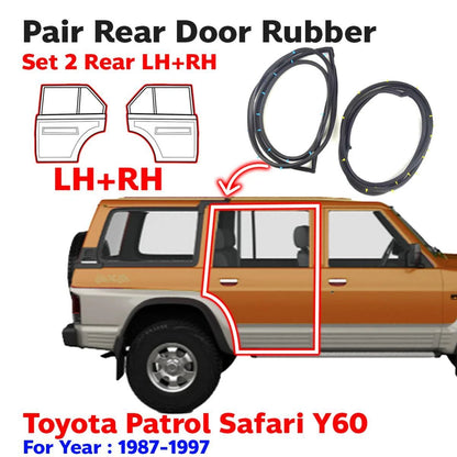 Door Rubber Weatherstrip Rear Pair Fits Nissan Patrol Safari Y60 GQ 1987-97 D05