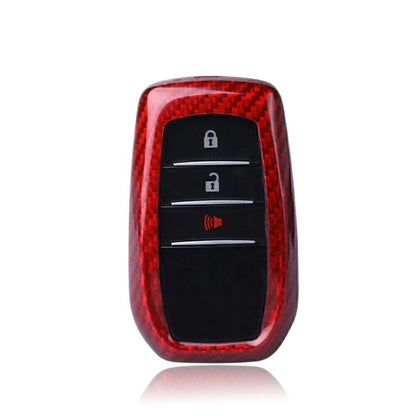 Red Carbon Fiber Smart Key Case Cover for Toyota Alphard RAV4 Hilux