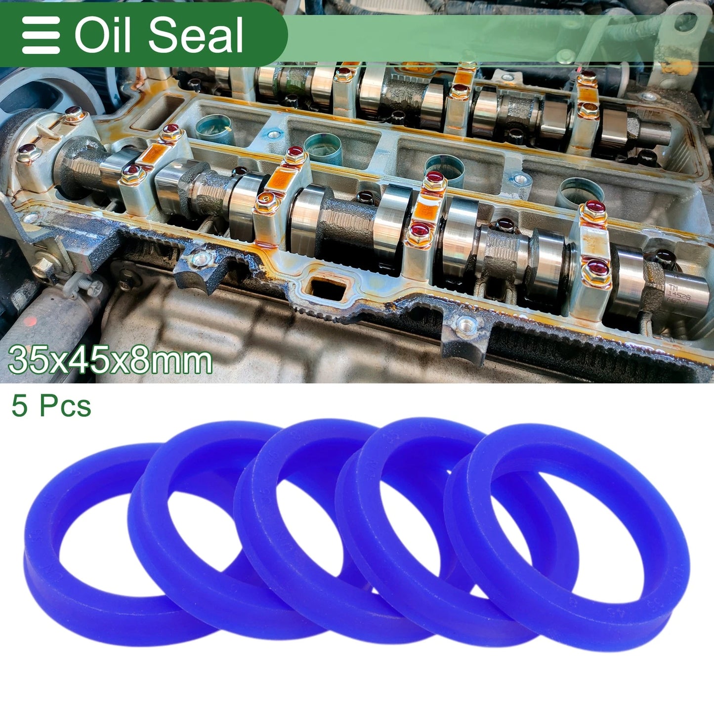 Oil Seal 35x45x8mm Rotary Shaft Seal TPU Blue 5 Pcs for MakeModel