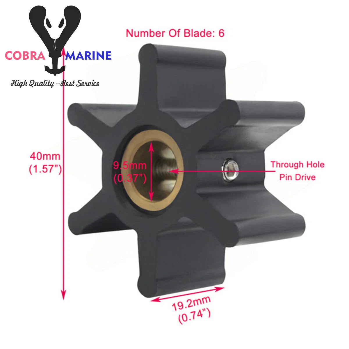 Water Pump Impeller for Jabsco 4528-0001, 8293-0001, Volvo, Yanmar
