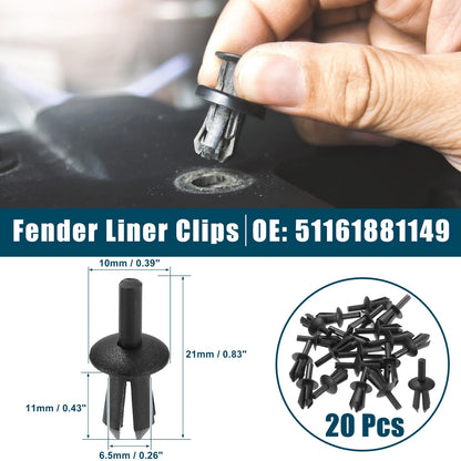 Fender Liner Clips Replacement 20 Pcs for BMW 128i Black