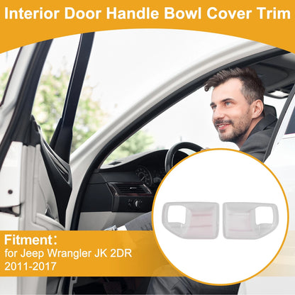 Interior Door Handle Bowl Cover Trim for Jeep Wrangler JK (2011-2017) 2 x White