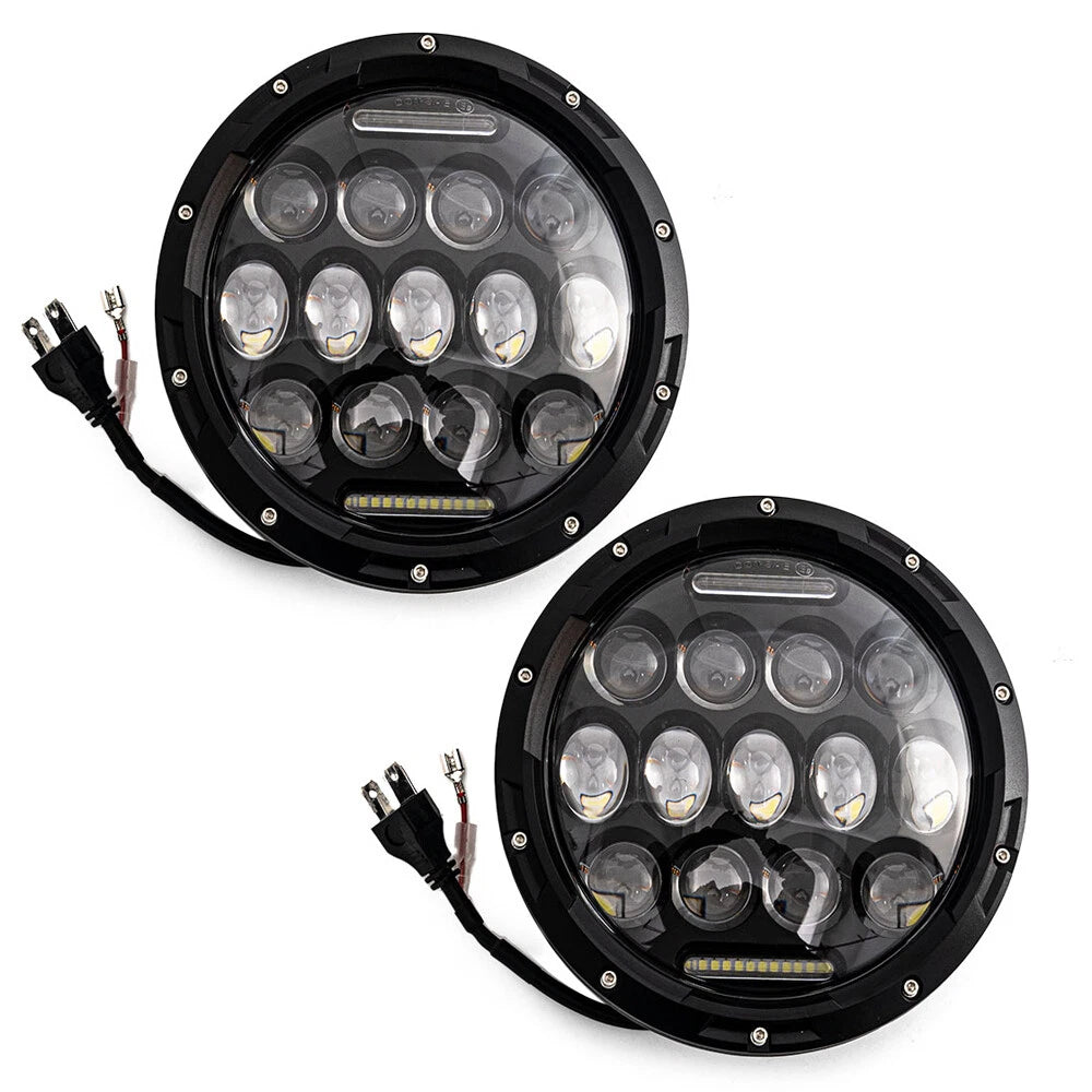 7" Round LED Halo Headlights Hi/Lo DRL for Jeep Wrangler JK LJ TJ CJ (2007-2018)