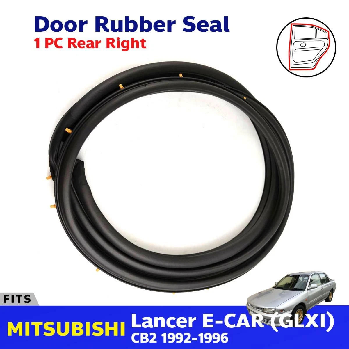 Door Rubber Weatherstrip Rear RH Fits Mitsubishi Lancer E-CAR CB2 Sedan 1992-96
