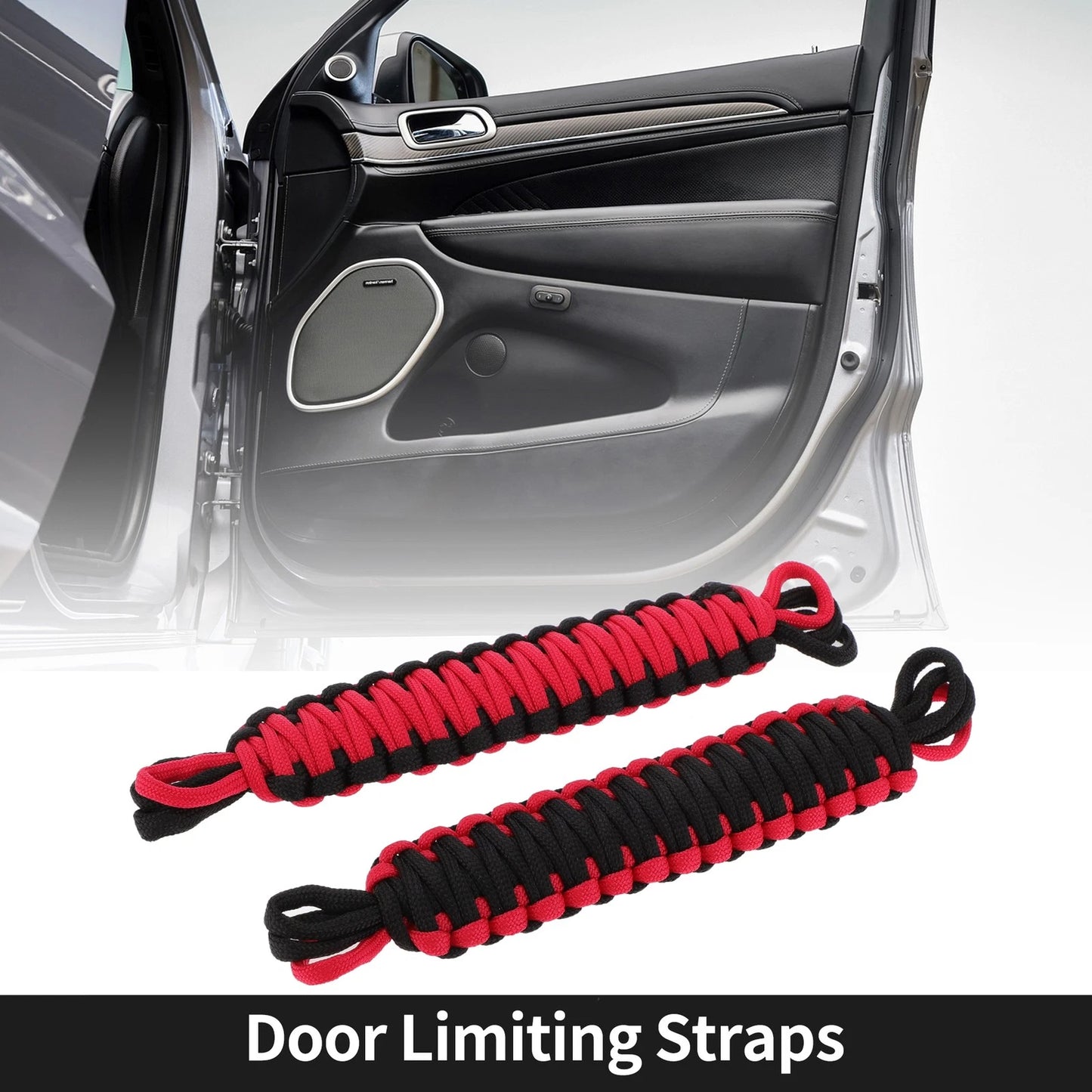 2 x Door Limiting Straps for Jeep Wrangler TJ JK JKU (2007-2018) Black Red
