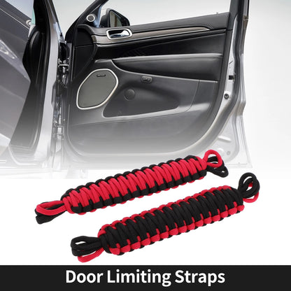 2 x Door Limiting Straps for Jeep Wrangler TJ JK JKU (2007-2018) Black Red