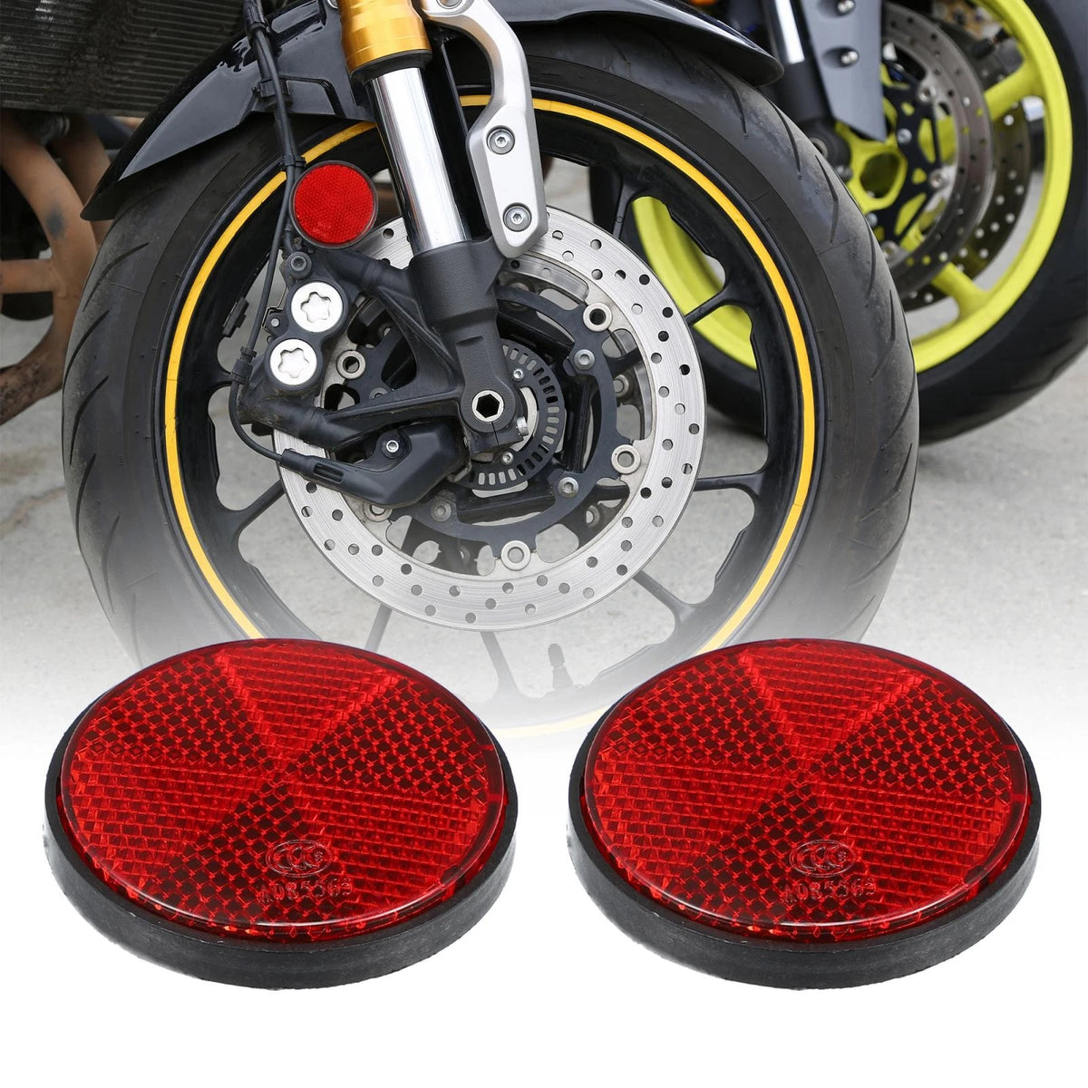 10 x M6x1.0 Red Universal Screw Mount Round Warning Reflector for Motorcycle
