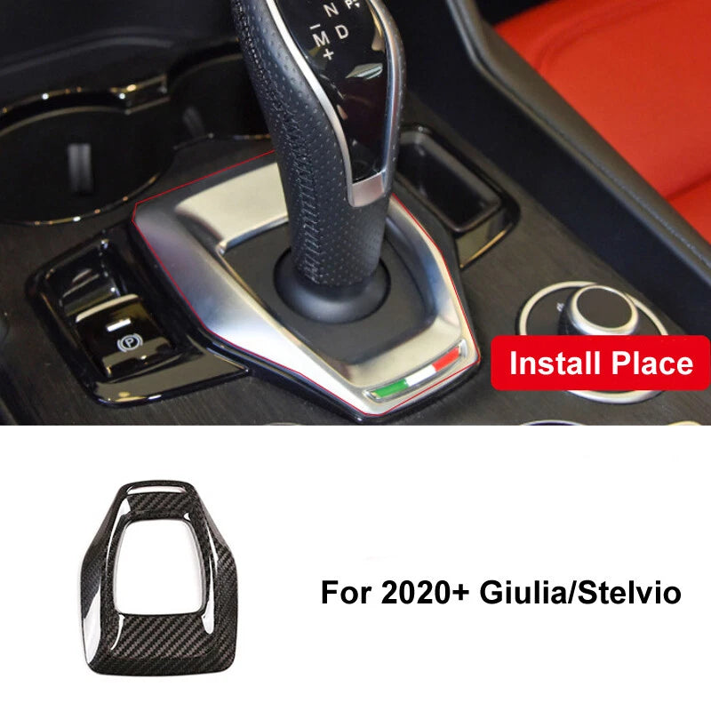 Carbon Fiber Center Gear Shift Knob Panel Cover Trim For Alfa Romeo Giulia 2020+