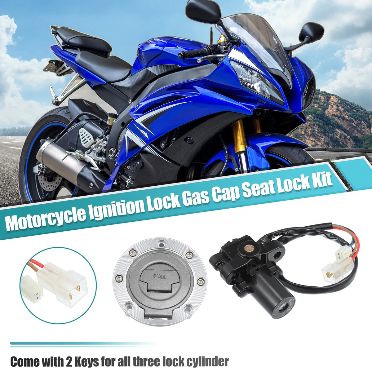 Ignition Switch Gas Cap Seat Lock w/ Key for Yamaha YZF-R1 (1998–1999)