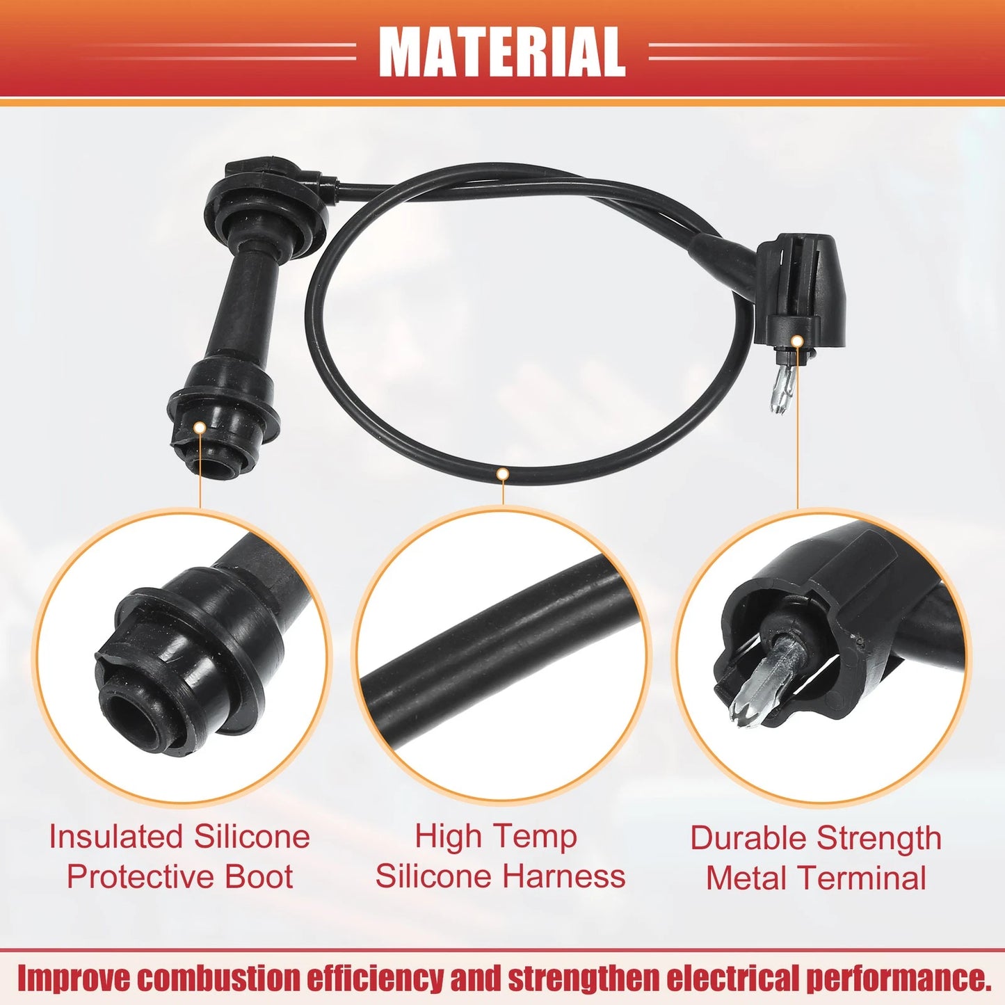 7pcs Spark Plug Wire Ignition Coil Cable for Toyota Supra (1993-1996)