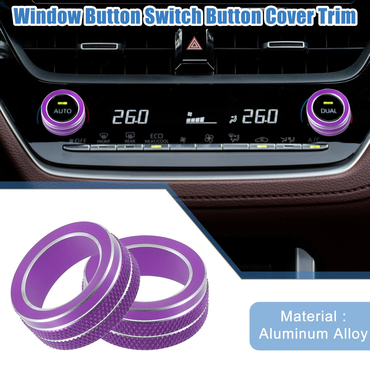 AC Control Switch Knob Cover Trim for Toyota Corolla (2020-2022) - Purple 2 x