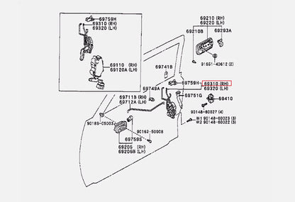 Right Door Lock Repair for Toyota Hilux LN85 MK3 (1989-1997)