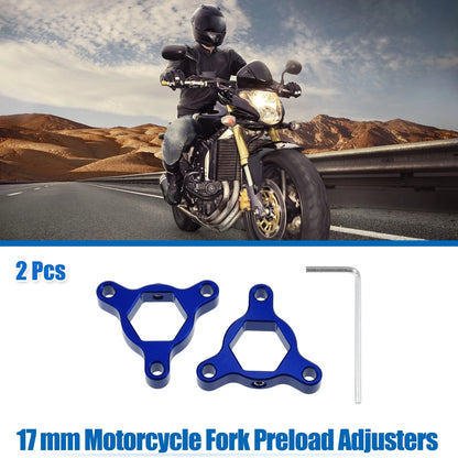2pcs / 17mm / Rider Fork Preload Adjusters Aluminum Alloy Blue for Motorcycle