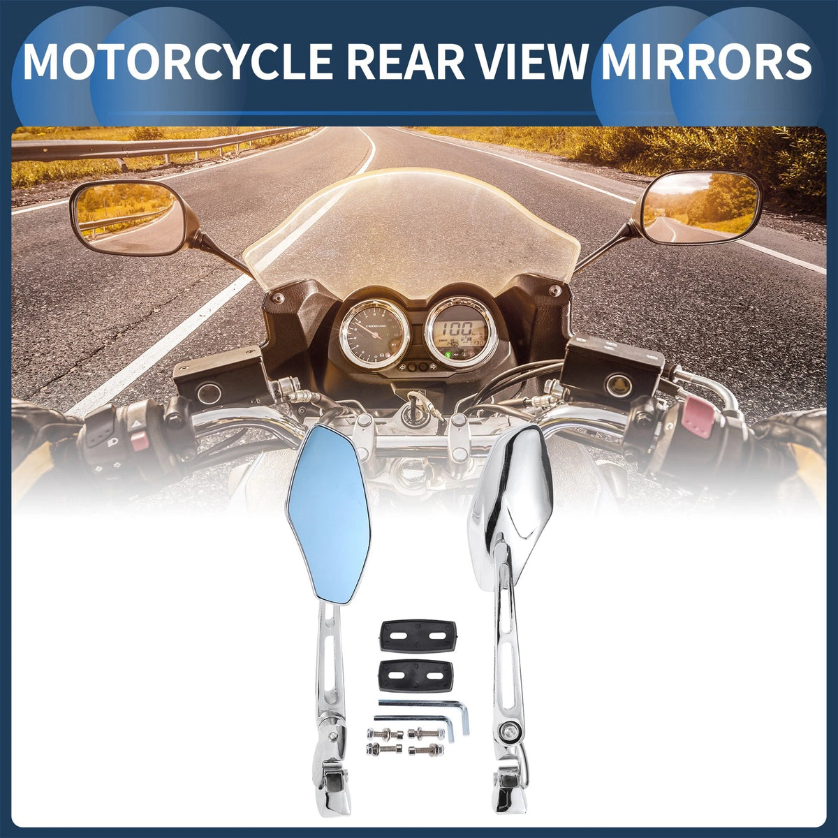 Rear View Mirrors / 2 x / Chrome Silver Tone for Suzuki GSXR 600 750 1000