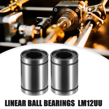 4 x LM12UU 12mm ID 21mm OD 30mm Length Car Linear Ball Bearings Silver Tone