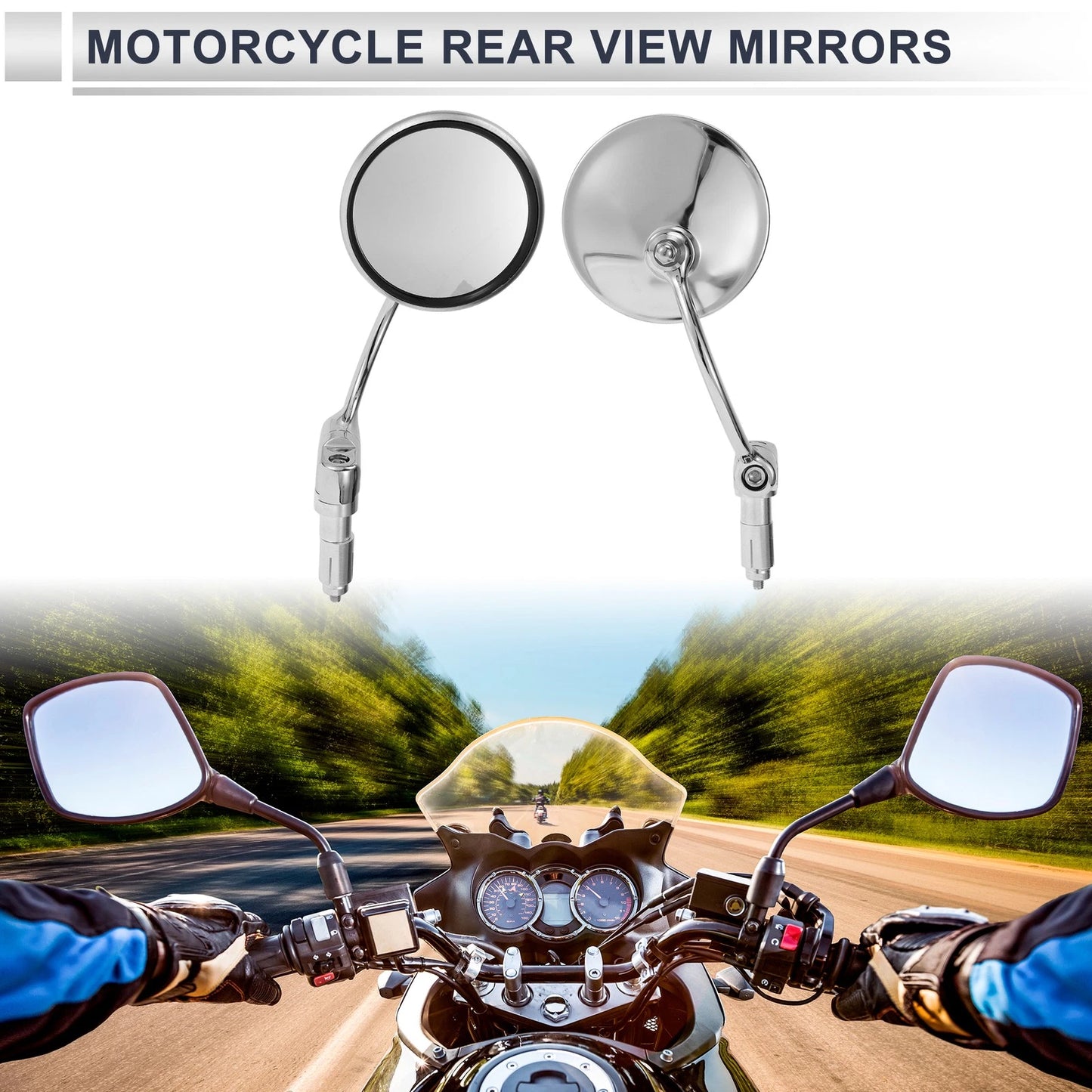 Rear View Mirrors / Handlebar Chrome Aluminum for M6 Motorcycle