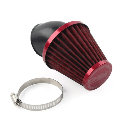 48mm Air Intake Filter Cleaner for Motorcycle - Rubber Bend Inlet, Stainless Steel Mesh