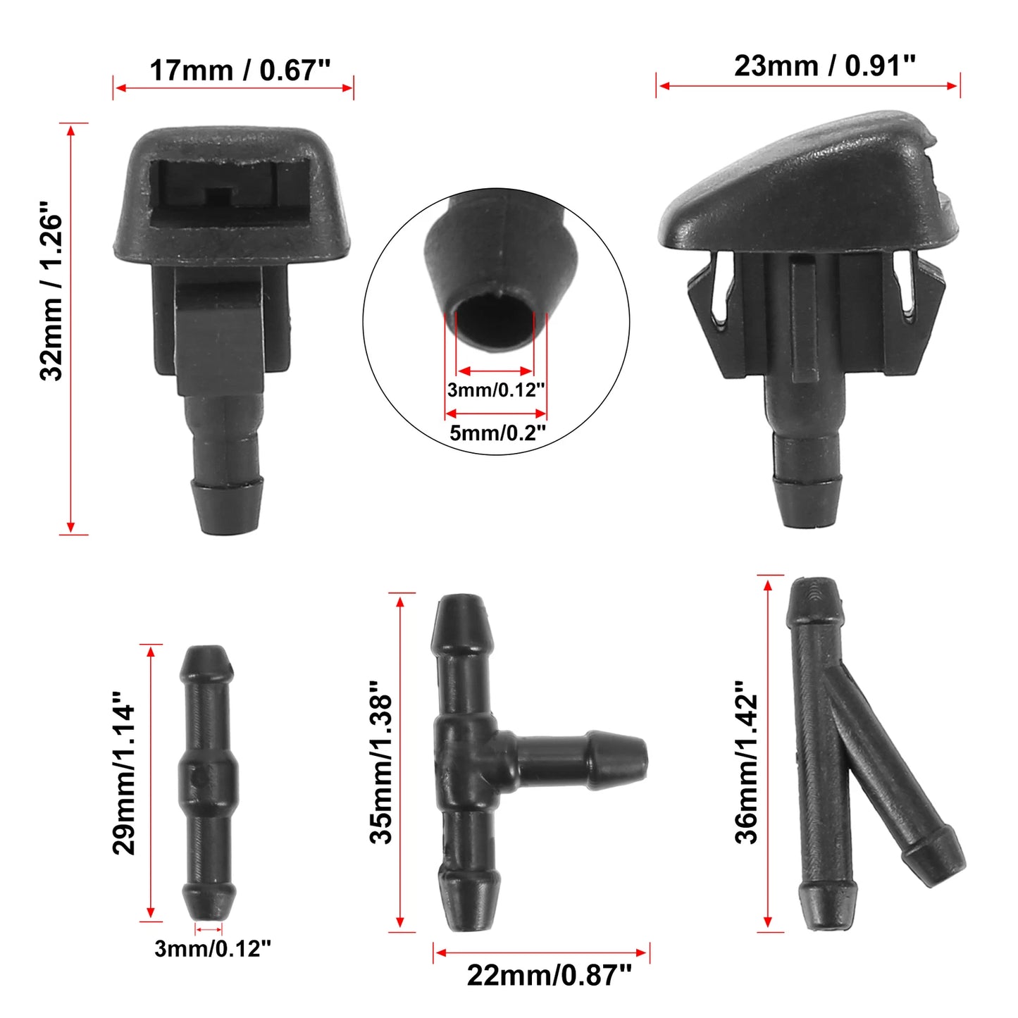 Windshield Washer Nozzles Kit for Mazda 3 5 6 CX-3 CX-5 CX-7 (2004-2023)