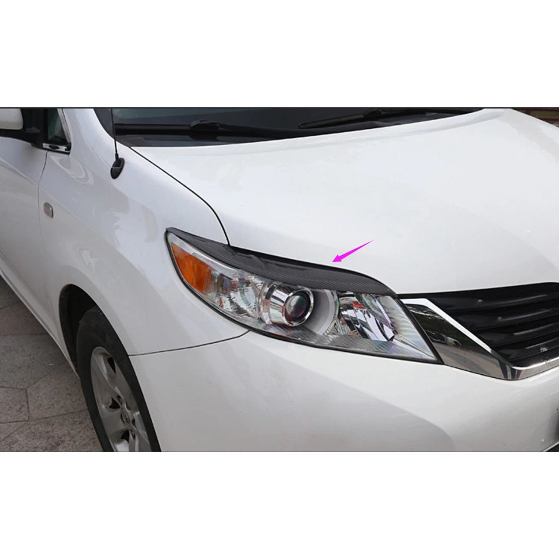 2 x Car Headlight Trim Eyebrow Covers for Toyota Sienna (2011-2020)