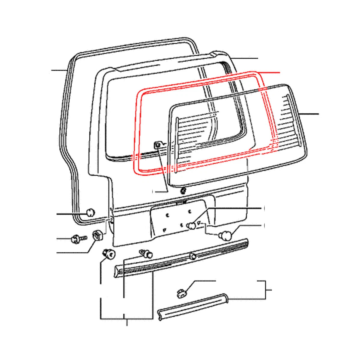 Tail gate Window Weatherstrip for Mitsubishi Delica L300 Star Wagon 1986-1994