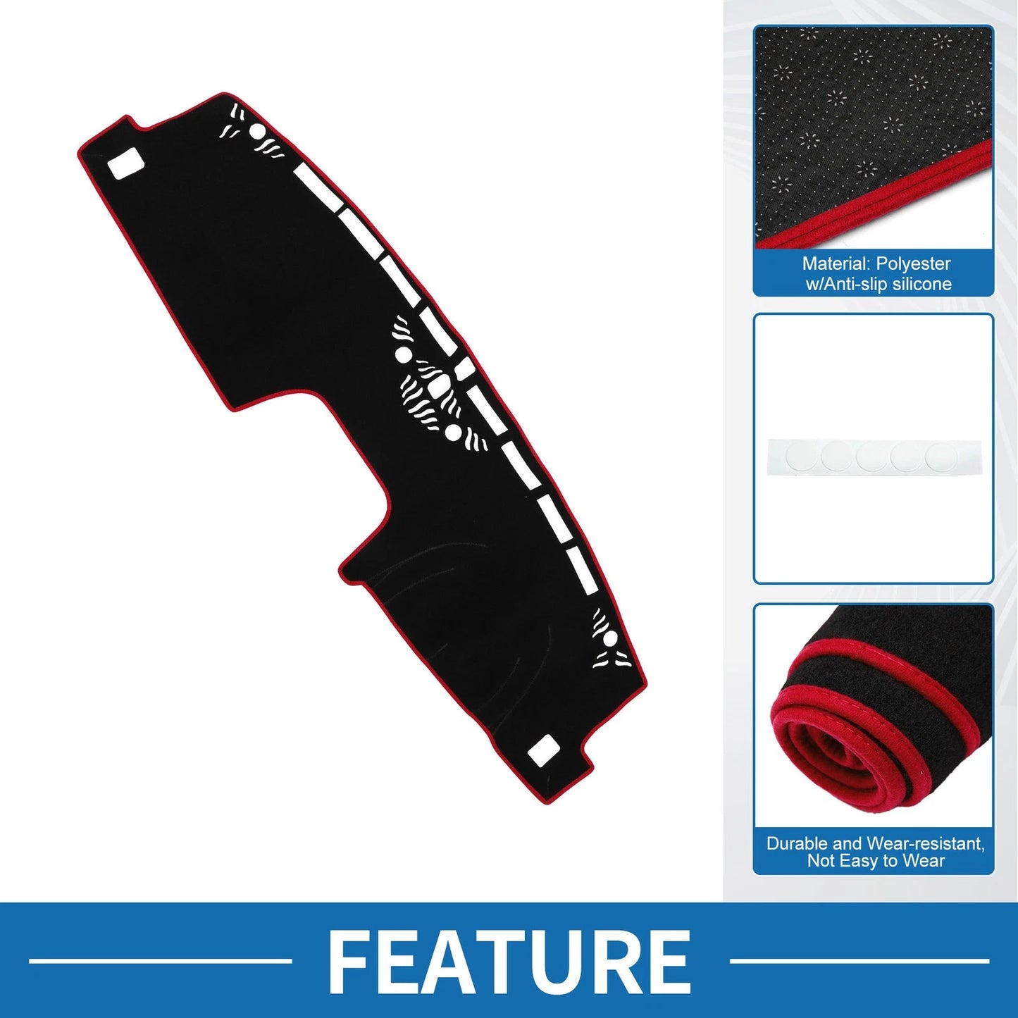 Dashboard Cover Mat for Ford Maverick 2022-2024 Sun Protector Pad Black Red